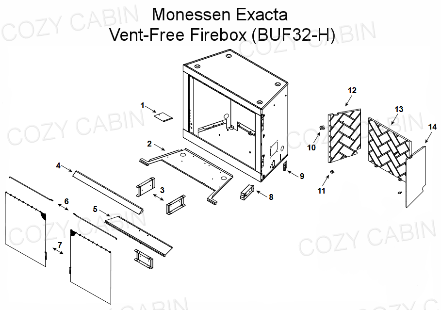 Monessen 32" Exacta Vent-Free Firebox with Herringbone Interior (BUF32-H) #BUF32-H
